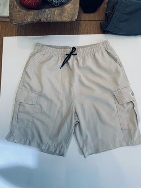 Men's Cargo Drawstring Shorts in Light Beige